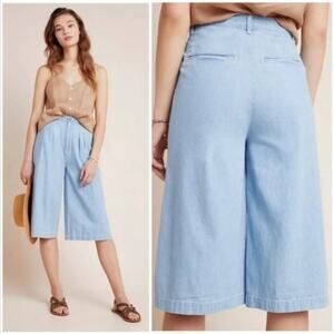 NEW NWT Anthro Pilcro Mina‎ Pleated High-Rise Wide-Leg Culotte Shorts Size 29